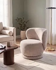 Nojatuoli pyörivä BLOMMA Chenille Beige_1163666