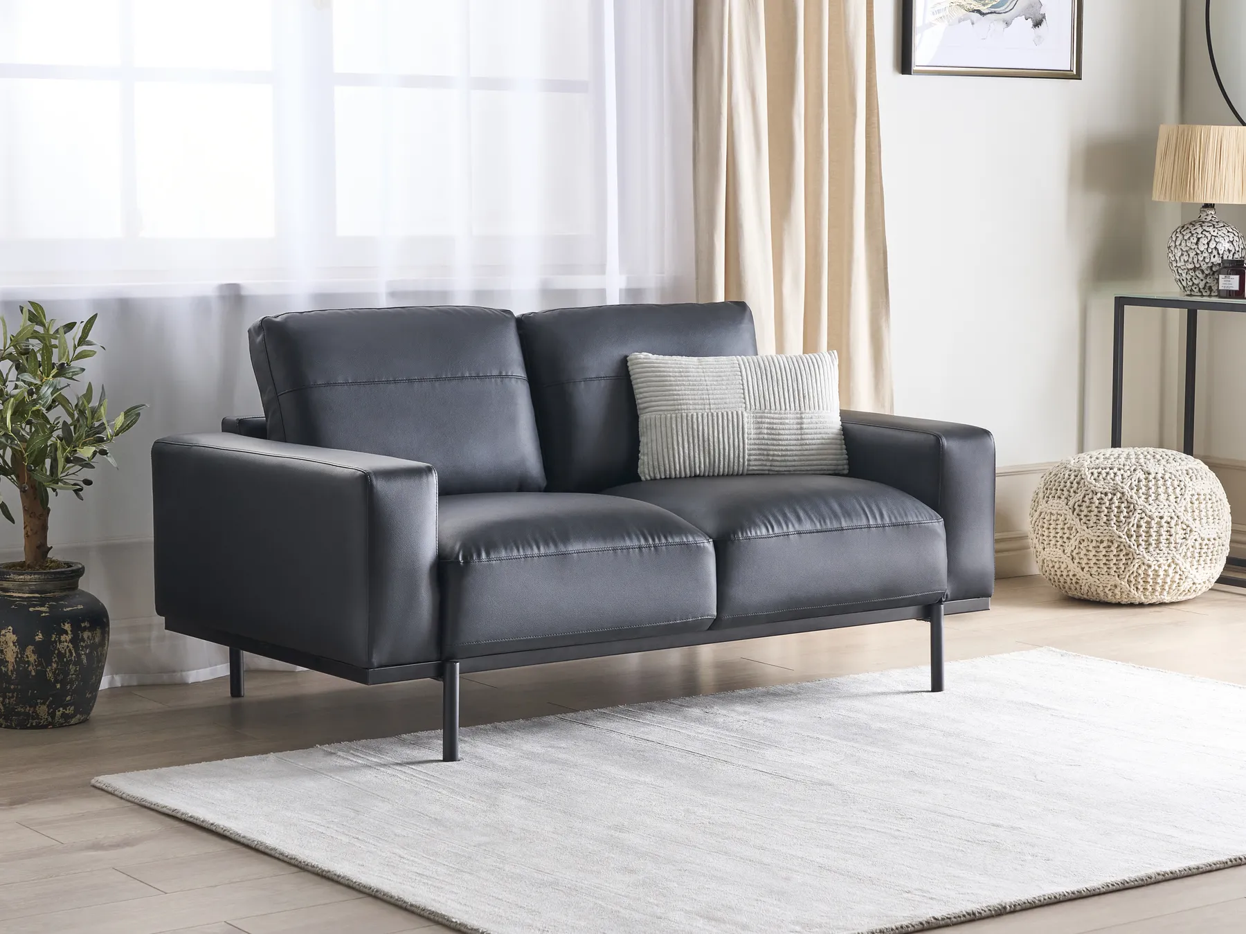 Sofa 2 Seater SOVIK Faux Leather Black_891886