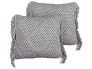 Set med 2 prydnadskuddar BESHAM 45 x 45 cm Bomull Grå Geometriskt tryck_904601