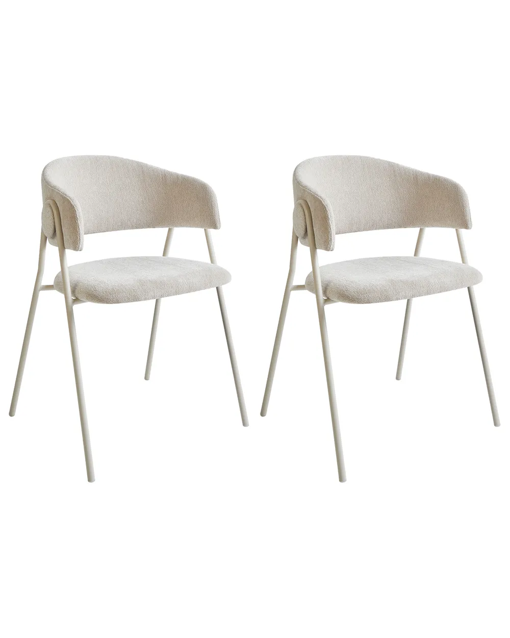 Set of 2 Dining Chairs ALANSON Chenille Light Beige