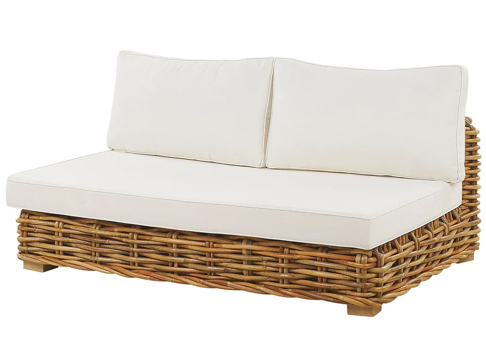 Garden Lounge Set with Table 4 Seater VARALLO Modular Rattan Natural Left Hand_767009