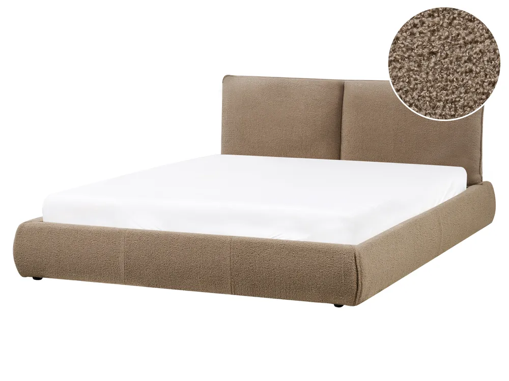 Bed Boucle VINAY 160 x 200 cm (EU King Size) Brown_969416