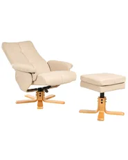 Reclinerfåtölj EPSE med fotpall Konstläder Beige_1003246
