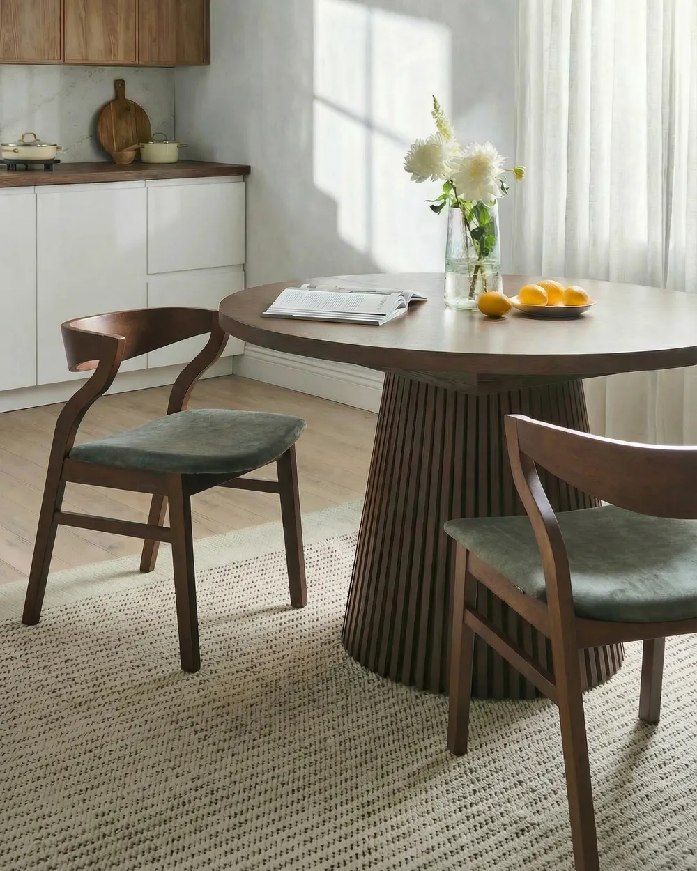 Set of 2 Dining Chairs MAROA Wood Dark Green/ Brown