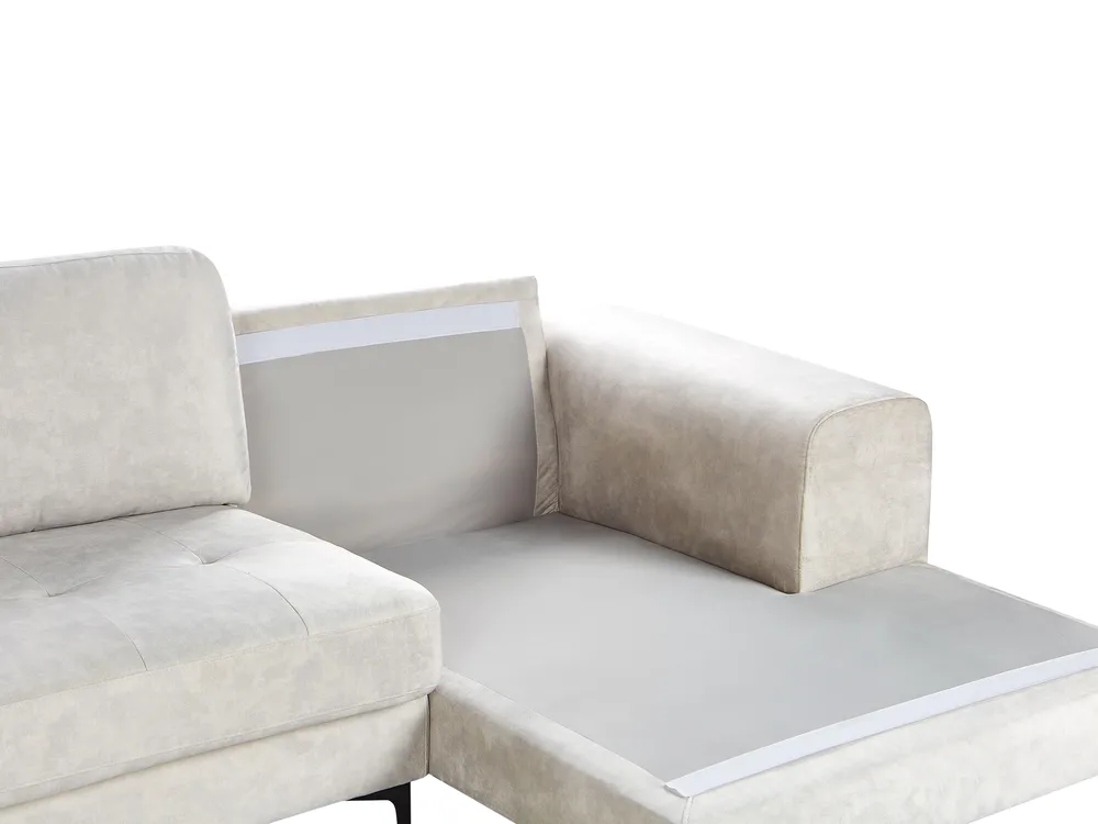 Corner Sofa 4 Seater KIRUNA Velvet Light Beige Left Hand_958043