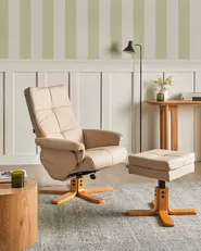 Reclinerfåtölj EPSE med fotpall Konstläder Beige_1003246