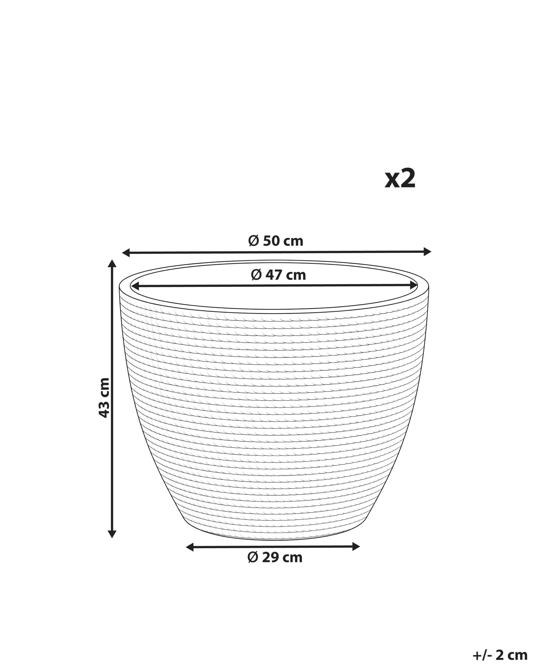 Set of 2 Plant Pots FRITILLARIA 50 cm Grey_1095681