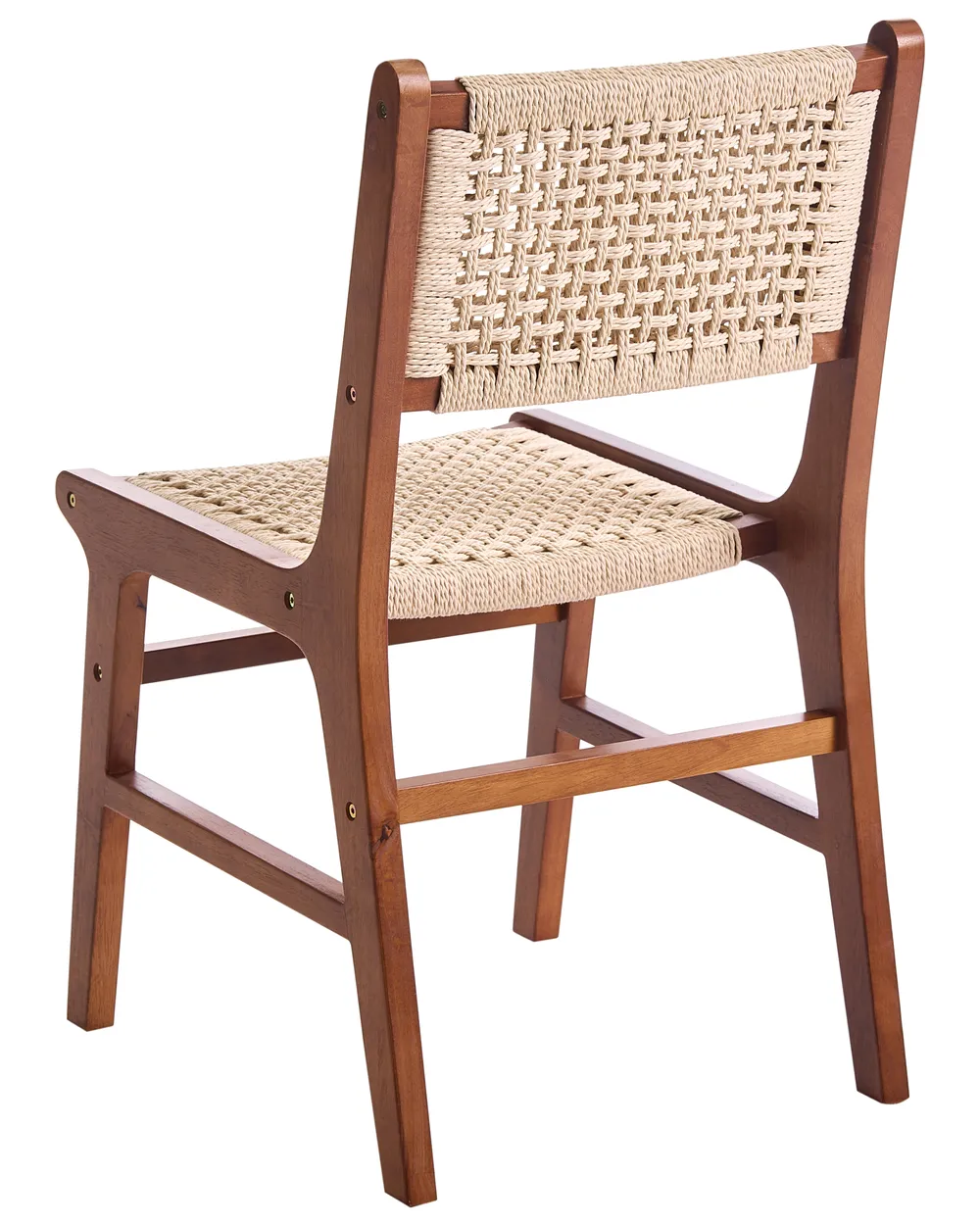 Set of 2 Dining Chairs OZELLA Wood Brown/ Beige_1064543