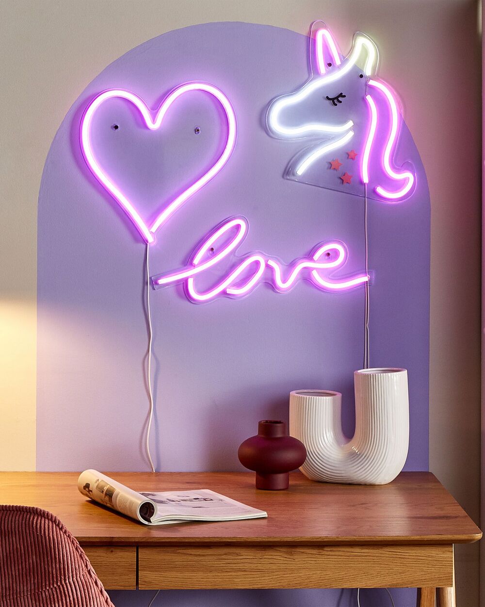 Set of 3 Neon LED Signs SUSIE Pink