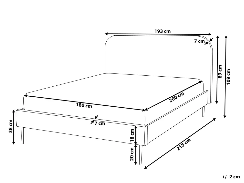 Bed Corduroy FLAYAT 180 x 200 cm (EU Super King) Light Grey_967890