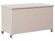 Oppbevaringsboks KYMI 136 cm 55 cm Metall med hjul Beige_1172871