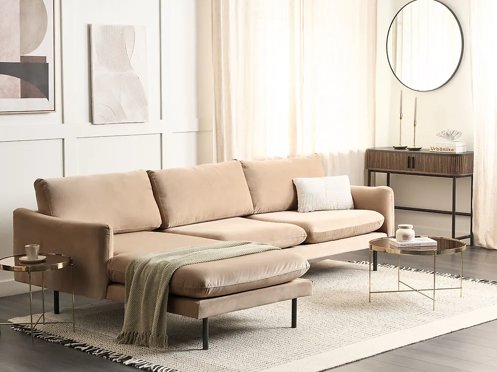 Kulmasohva VINTERBRO Sametti Beige Oikea_1183790