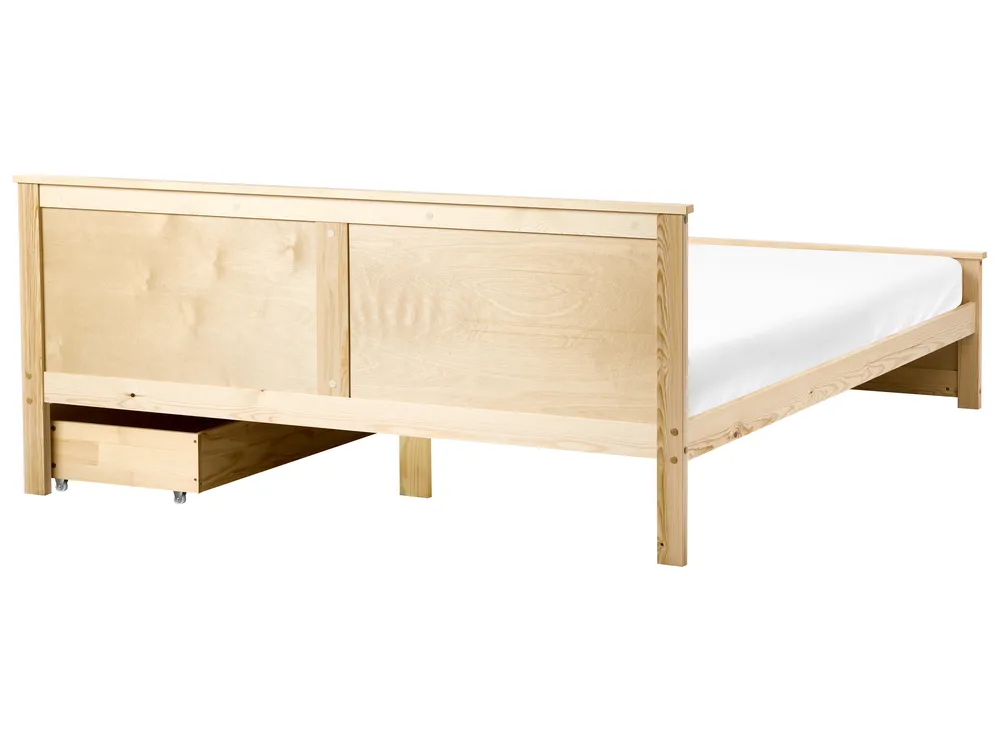 Säng med 2 lådor DAUPHIN Furu Ljusbrun 180 x 200 cm_1059909