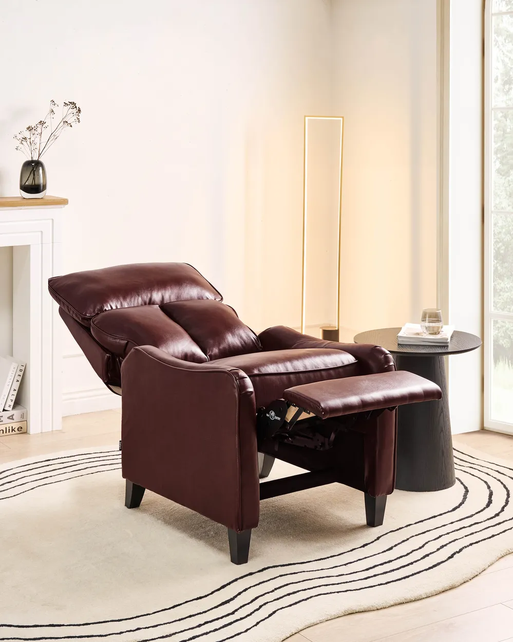 Recliner Chair ROYSTON with Footrest Faux Leather Dark Brown_1007060