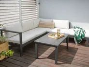 Garden Corner Sofa with Table 5 Seater MESSINA Metal Off-White Left Hand_929520