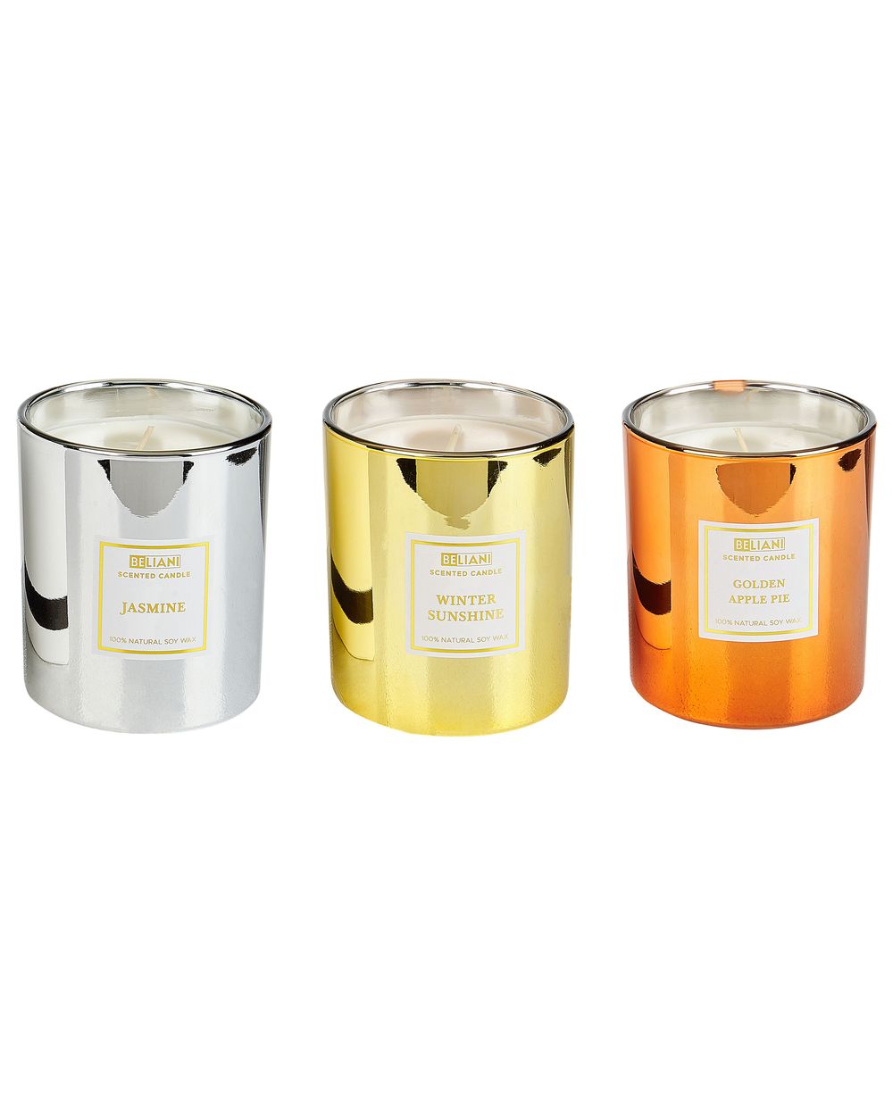 Doftljus 3-pack METALLIC GLAMOUR 9 cm Flerfärgad