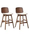 Set of 2 Bar Chairs CHARLESTON Wood Brown/ Light Beige