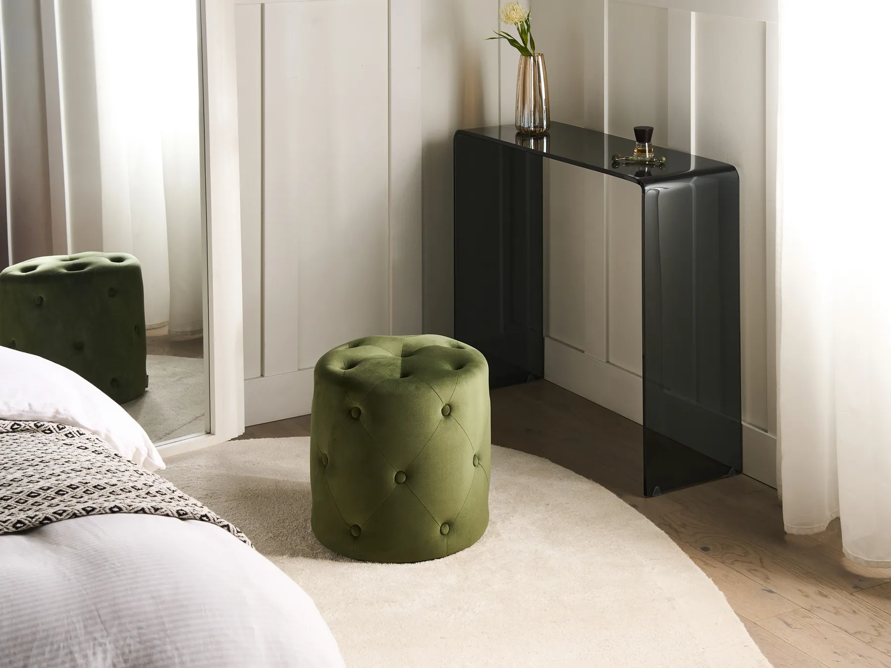 Pouffe COROLLA Velvet Olive Green_914659