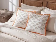 Throw Cushion SATIVUS 45 x 45 cm Cotton Orange Floral Pattern_839147