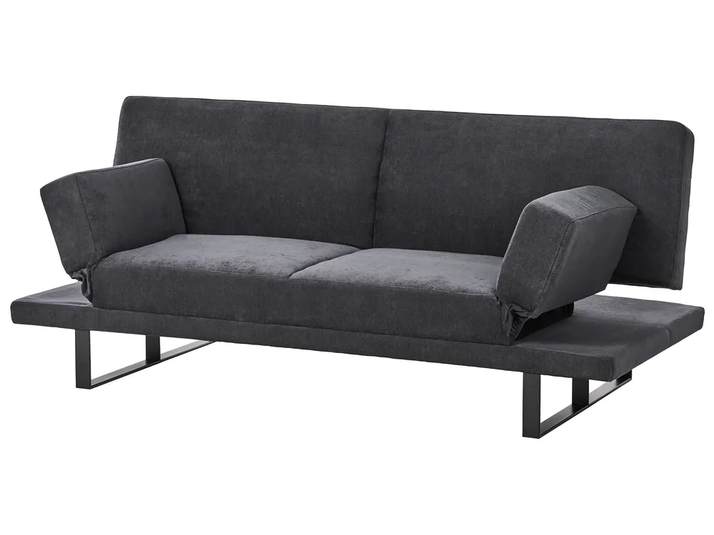 Sofa Bed 2 Seater YORK Chenille Black_1009252