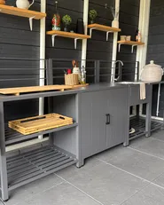 4 Piece Outdoor Kitchen Set with Sink VIGGIANO Grey Metal_1019977