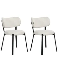 Set of 2 Dining Chairs BRONTE Fabric Light Beige_1005992