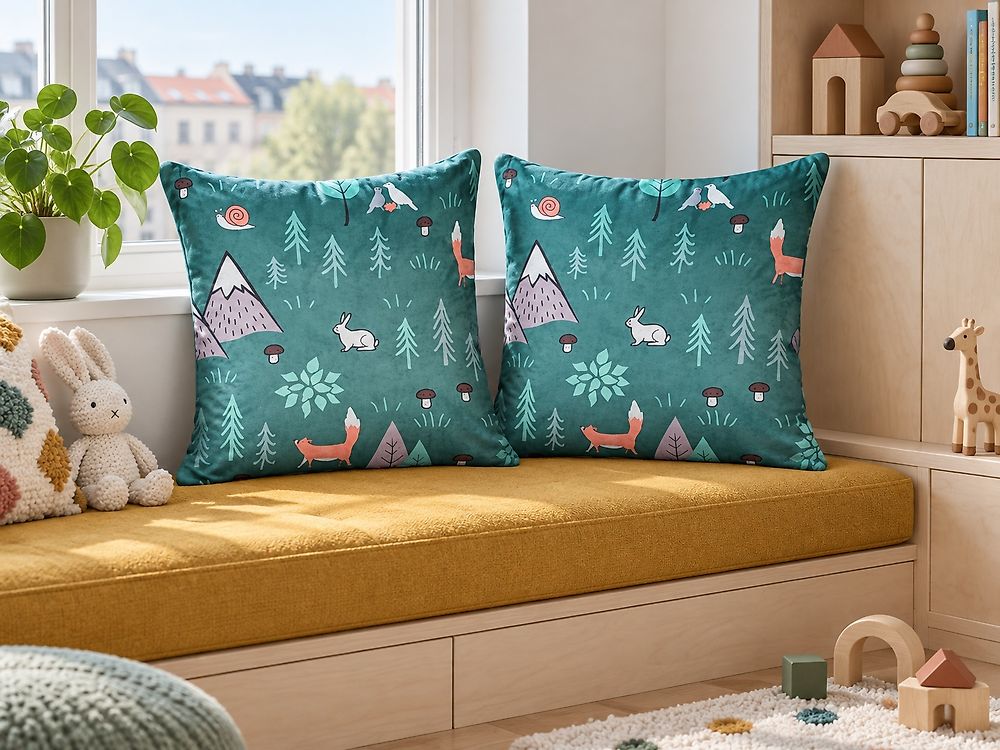 Set med 2 prydnadskuddar FOOTHILL 45 x 45 cm Sammet Mintgrön