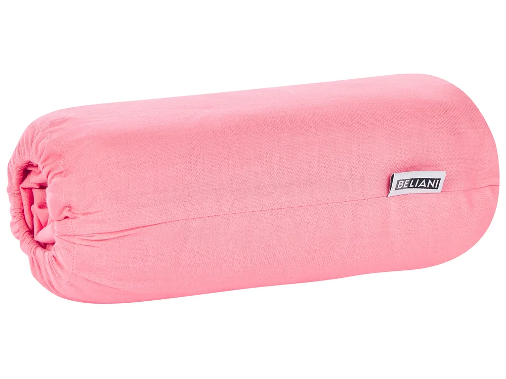 Fitted Sheet JANBU 140 x 200 cm Cotton Coral_845427