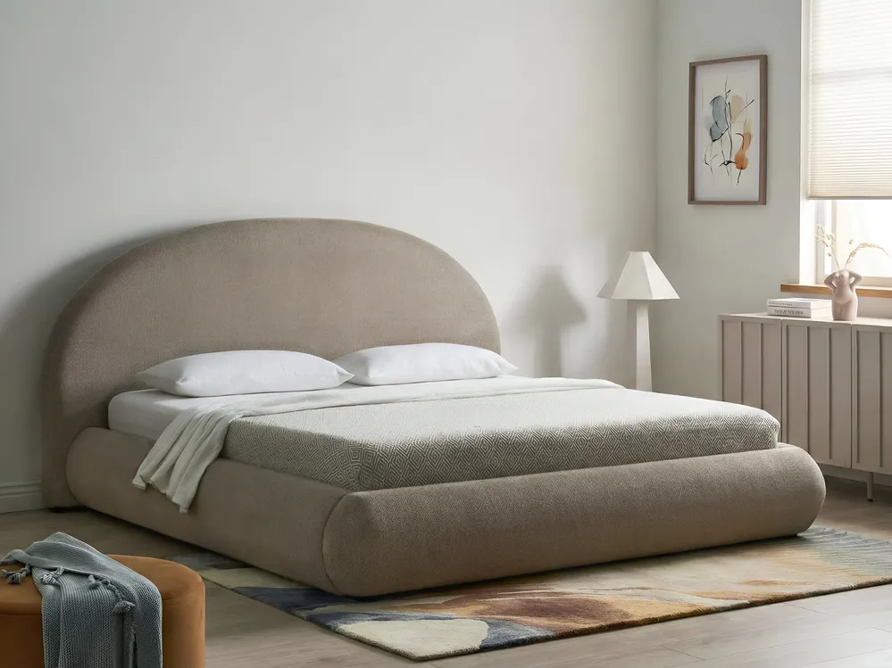 Ottoman Bed GRASSE Fabric Taupe 180 x 200 cm (EU Super King)