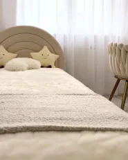 Barnsäng med förvaring ANET Sammet Beige 90 x 200 cm_1172070