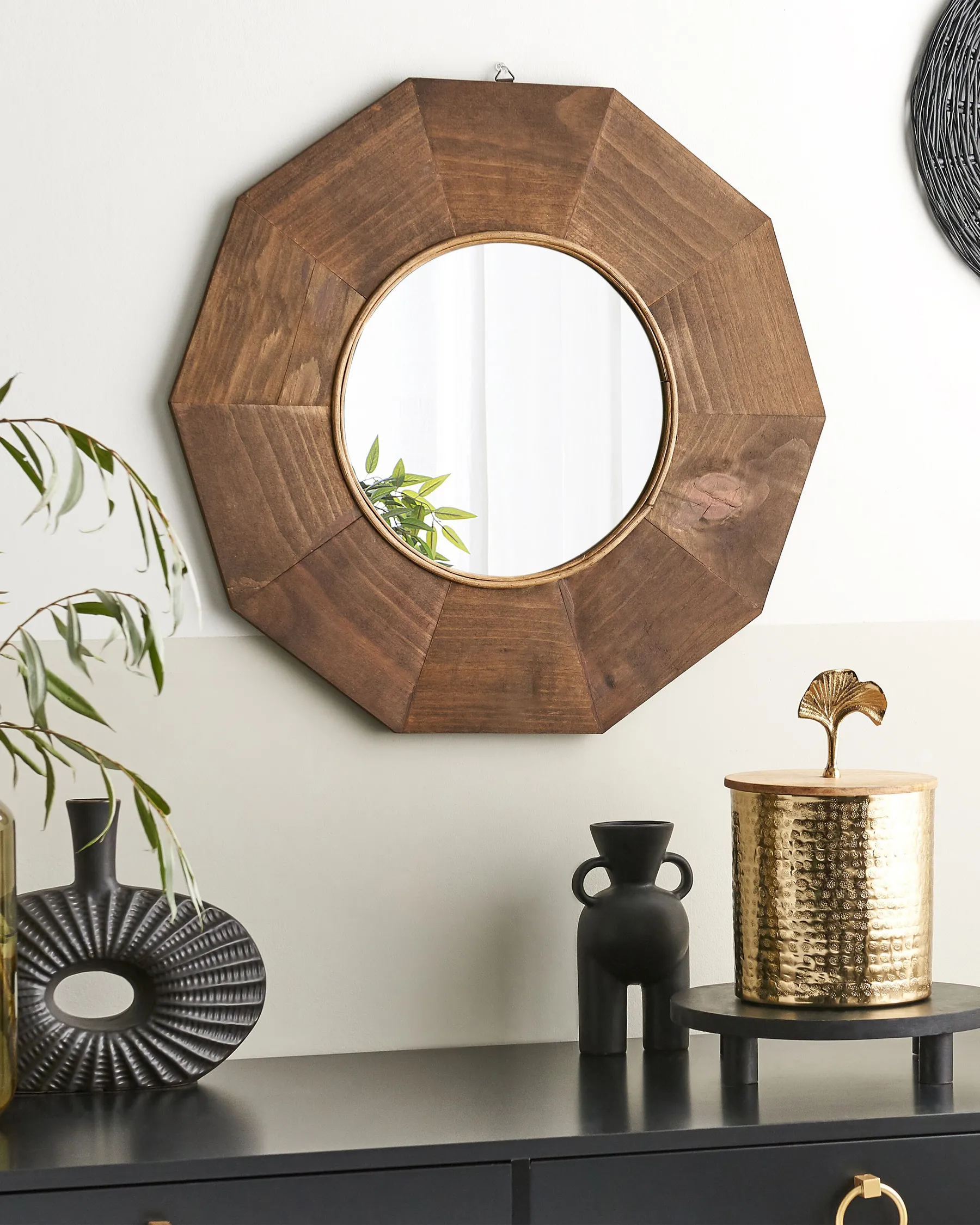 Wall Mirror ASEM 60 cm 60 cm Poplar Wood Brown_827848