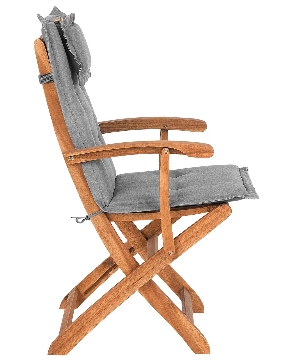 Set of 2 Garden Chairs with Cushions MAUI Acacia Wood Grey_755742