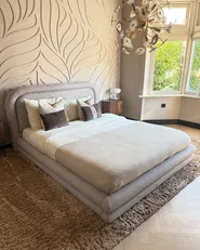 Säng med lamellram Konstlinne LAVARDENS 160 x 200 cm Taupe_1063620