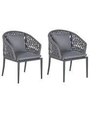 Set of 2 Garden Chairs with Cushions LIPARI Metal Grey_808173