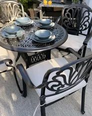 Set of 4 Garden Chairs with Cushions ANCONA Metal Black_1129649