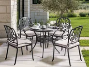 Garden Dining Set 4 Seater ANCONA with Cushions Metal Black_806886