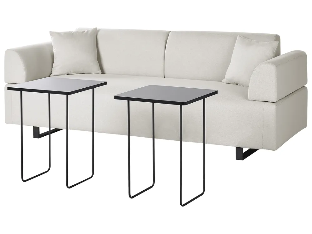 Sofa 3 Seater SOKNA with Tables Fabric Off-White_952804