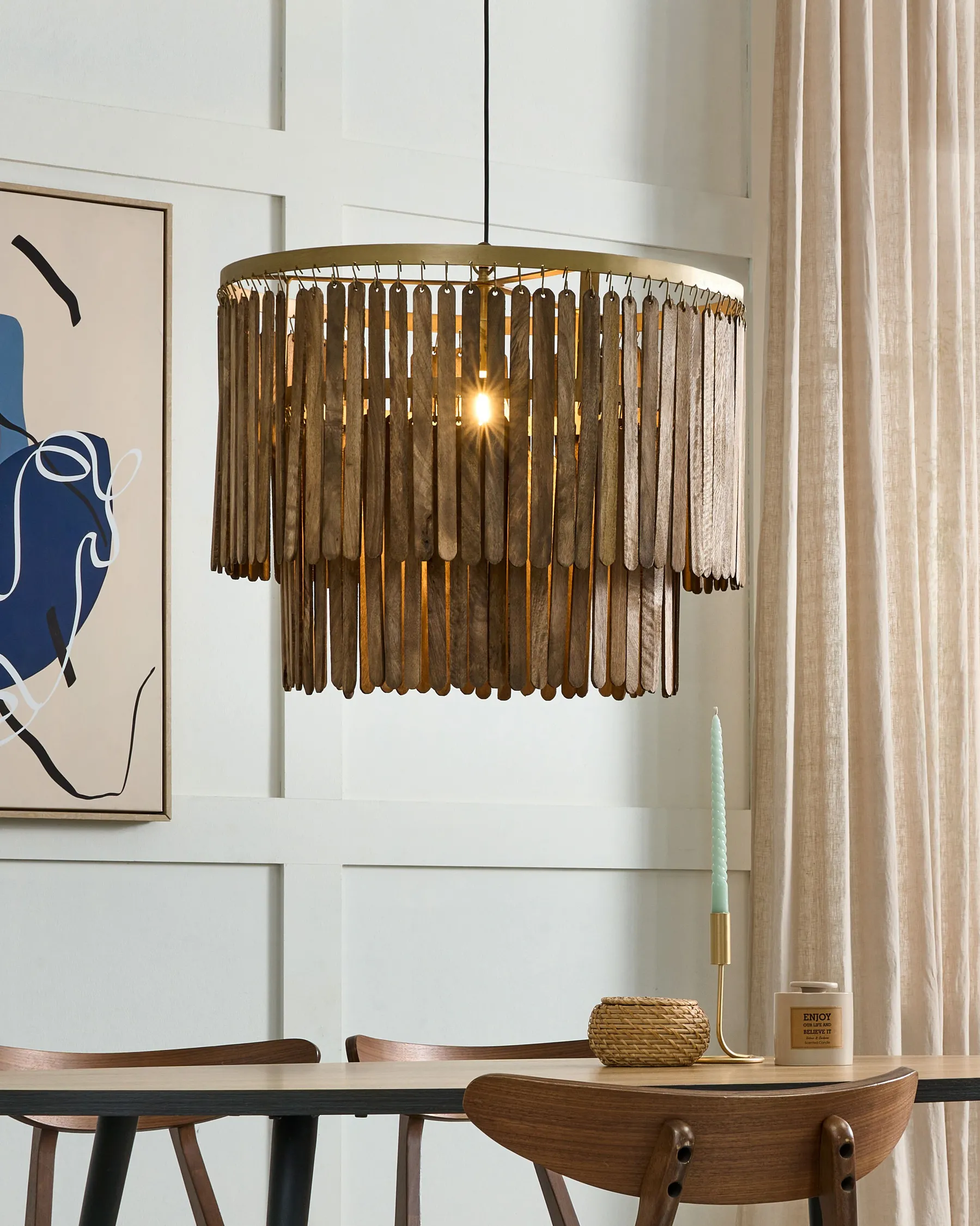 Pendant Lamp KAVERI Mango Wood Brown_867754