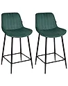 Set of 2 Bar Chairs DUBROVNIK Velvet Emerald Green