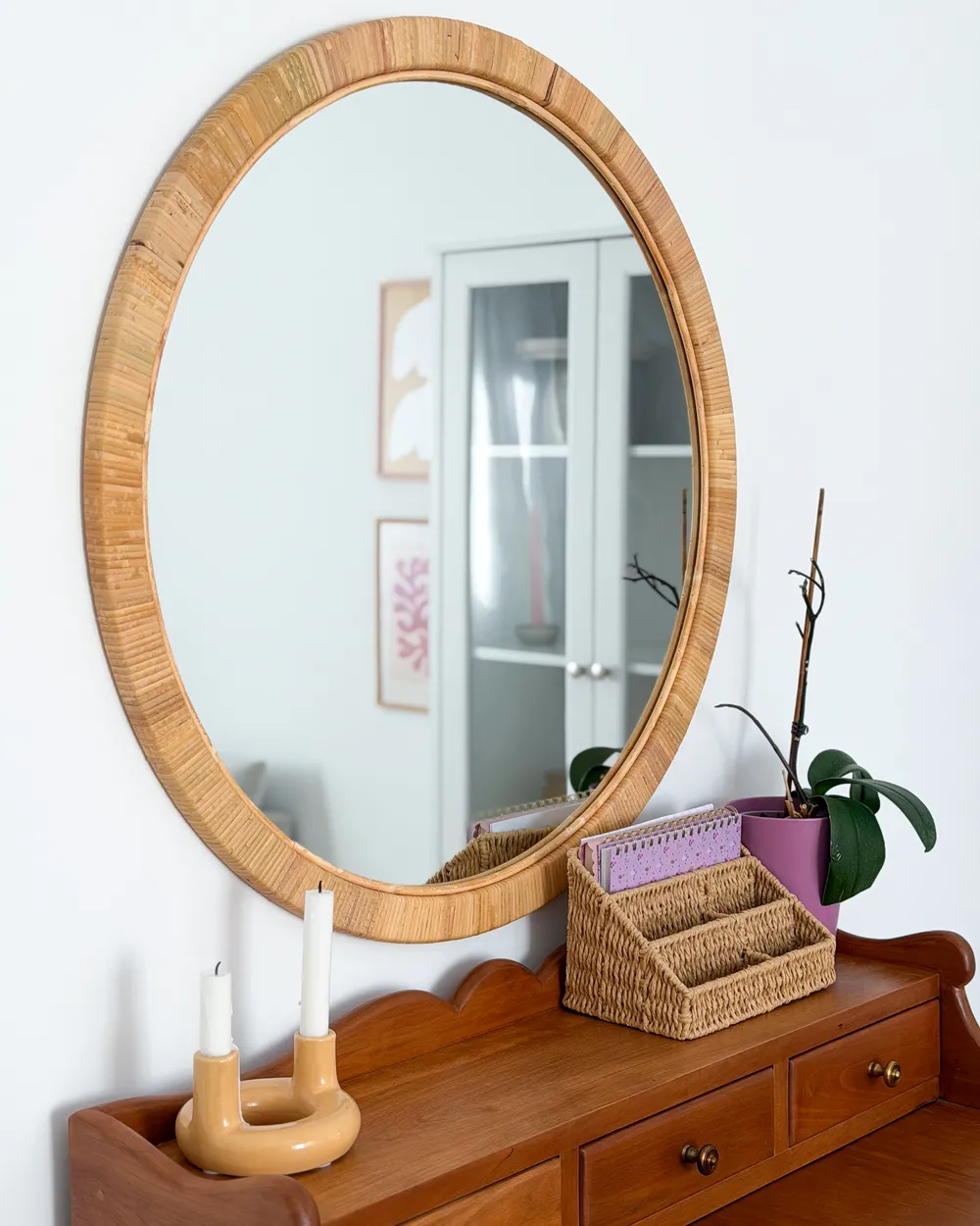 Wall Mirror ANLEZY 80 cm 80 cm Rattan Natural_1047372