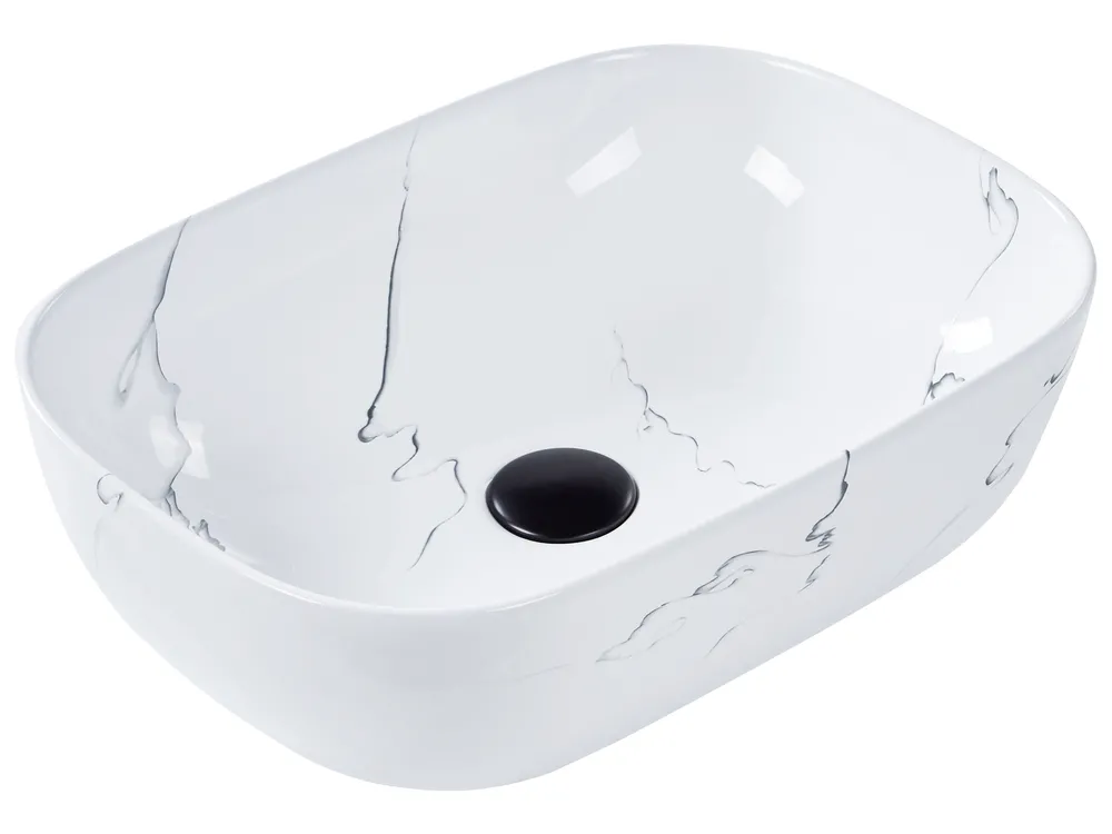 Countertop Basin HOPI 470 x 340 mm Ceramic White Marble