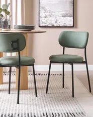 Set of 2 Dining Chairs CASEY Fabric Dark Green_884560