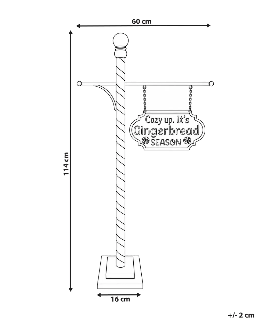 Joulukoriste POSIO 114 cm Opastepylväs Punainen/valkoinen_1173694