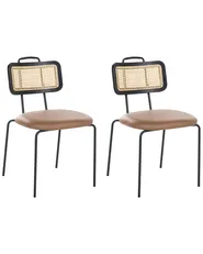 Set of 2 Dining Chairs ADELANTO Metal Brown_1039738