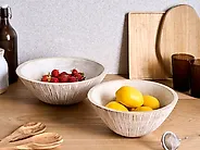 Set of 2 Bowls SIWA Mango Wood Light Brown_1179084