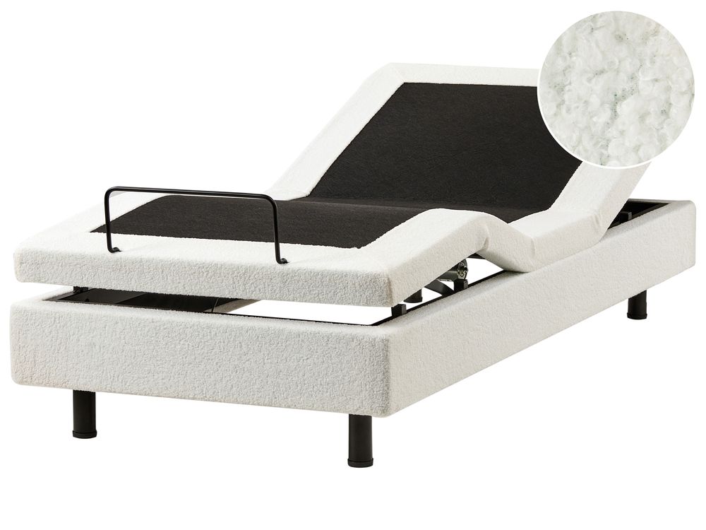Justerbar seng uten hodegjerde Bouclé DUKE 90 x 200 cm Off white