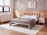 Sänky Metalli CUSSET 140 x 200 cm Vaaleanbeige_1162072