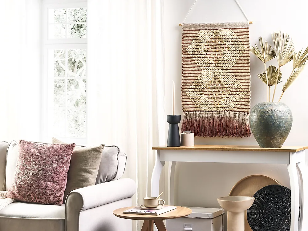 Väggdekoration i tyg SABO 75 cm Bomull Beige_1182363
