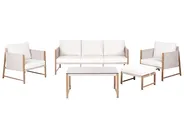 Garden Lounge Set with Table and Ottoman 5 Seater NOLA Metal Light Beige_998396