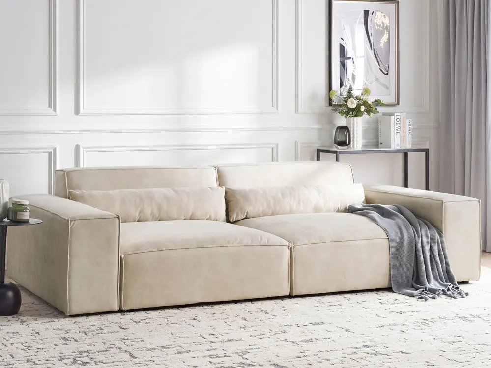 Modular Sofa 2 Seater HELLNAR Velvet Light Beige
